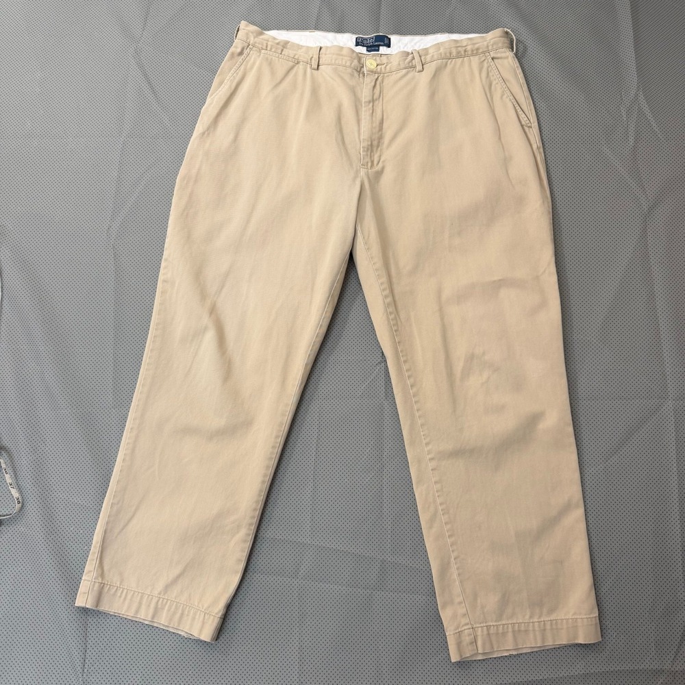 Polo Ralph Lauren Chino Pants Mens 40 Tan Classic Cotton Casual Preppy Vintage